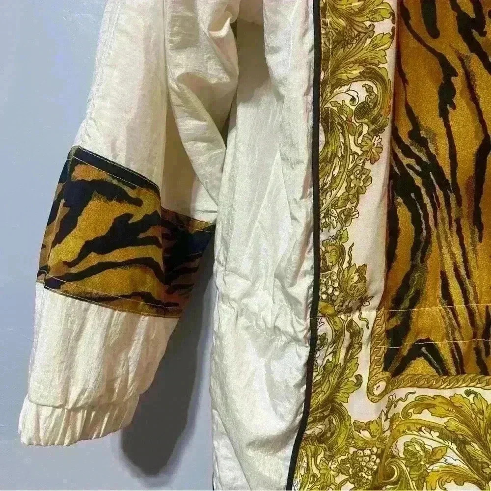 Winterset Windbreaker Jacket Womens Vintage 80s Glam Tiger King Size S Full Zip - Picture 3 of 10